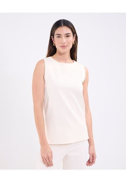 Camiseta Para Mujer Manga Sisa Cuello Redondo Color Crema Marca Patprimo #30093714