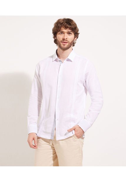 Camisa Guayabera Para Hombre Manga Larga Sin Bolsillo Color Blanco Marca Patprimo #44030362