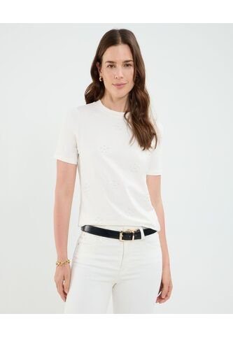 Camiseta Para Mujer Manga Corta Cuello Redondo Color Blanco Marca Patprimo #30093724 Patprimo