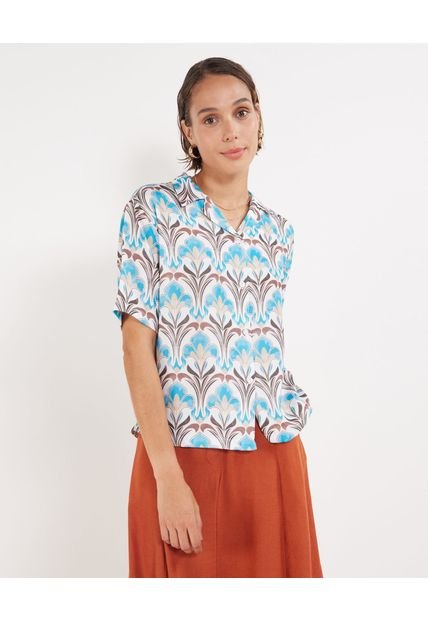 Camisa Para Mujer Manga Corta Color Azul  Marca Patprimo #30010593