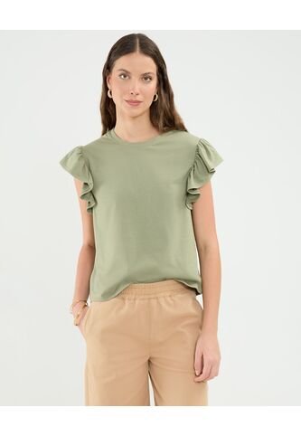 Camiseta Para Mujer Manga Corta Cuello Redondo Color Verde Marca Patprimo #30093710 Patprimo