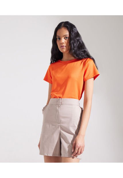Camiseta Para Mujer Manga Corta Color Naranja Marca Patprimo #30093288
