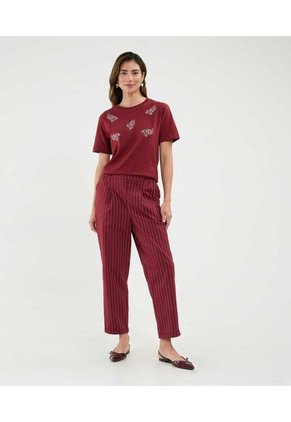 Camiseta Para Mujer Manga Corta Cuello Redondo Color Vino Marca Patprimo #30093713