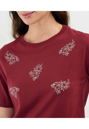 Camiseta Para Mujer Manga Corta Cuello Redondo Color Vino Marca Patprimo #30093713