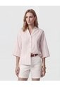 Camisa Manga 3/4 Con Silueta Amplia   Para Mujer Crema Patprimo de Patprimo