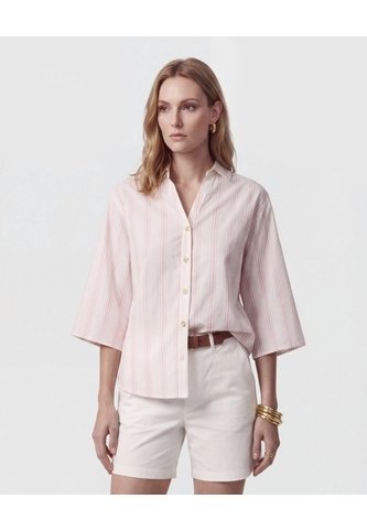 Camisa Manga 3/4 Con Silueta Amplia   Para Mujer Crema Patprimo Patprimo