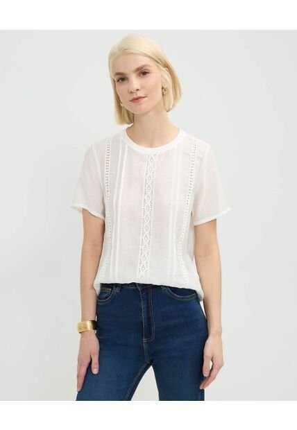 Blusa Para Mujer Manga Corta Color Blanco Marca Patprimo #30123501