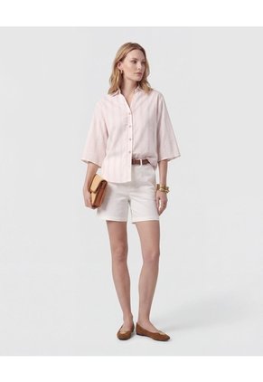 Camisa Manga 3/4 Con Silueta Amplia Para Mujer Crema Patprimo