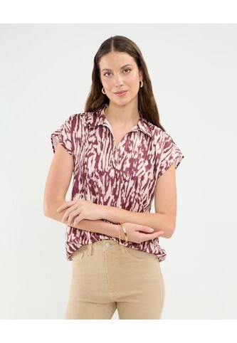 Blusa Para Mujer Manga Corta Color Vino Marca Patprimo #30123492 Patprimo