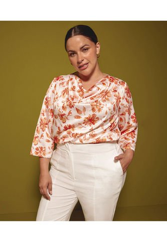 Blusa Estampada Con Manga 3/4  Para Mujer Blanco Patprimo Patprimo