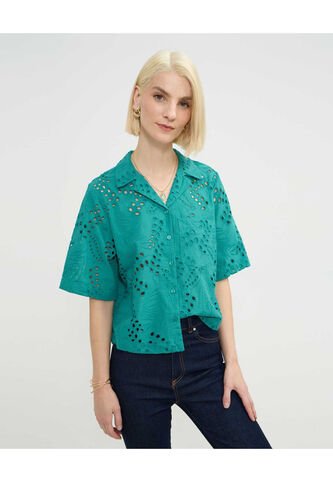 Camisa Para Mujer Manga Corta Color Verde Marca Patprimo #30010689 Patprimo