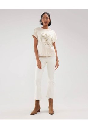 Camiseta Para Mujer Patprimo Color Beige Material 100% Algodón