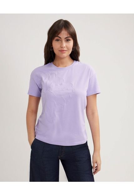 Camiseta Para Mujer Patprimo Color Morado Material 62% Poliéster 34% Algodón 4% Elastano
