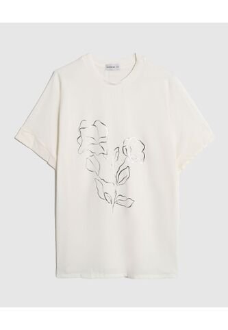 Camiseta  Para Mujer Manga Corta Cuello Redondo Color Crema Marca Patprimo #14091454 Patprimo