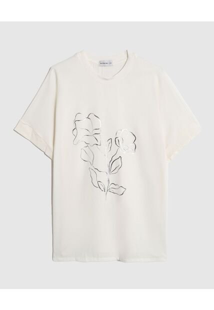 Camiseta  Para Mujer Manga Corta Cuello Redondo Color Crema Marca Patprimo #14091454