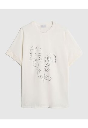 Camiseta  Para Mujer Manga Corta Cuello Redondo Color Crema Marca Patprimo #14091454