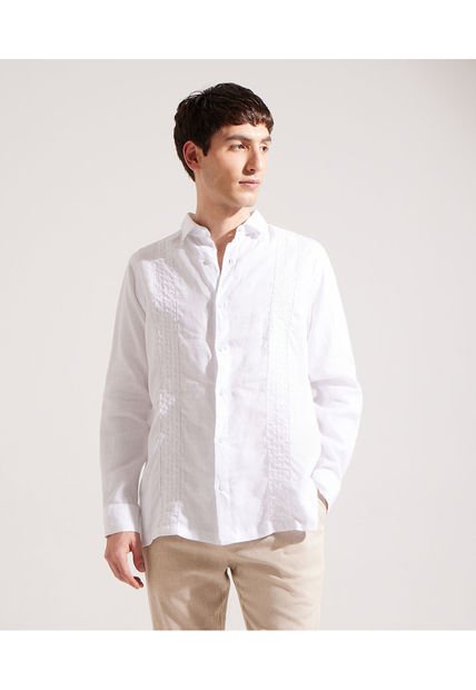 Camisa Guayabera Para Hombre Manga Larga Sin Bolsillo Color Blanco Marca Patprimo #44030367