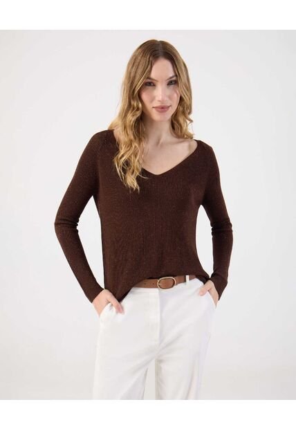 Saco  Para Mujer Cuello V Color Café Marca Patprimo #30330655