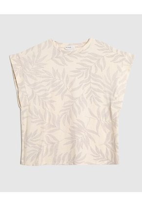 Camiseta  Para Mujer Manga Corta Cuello Redondo Color Crema Marca Patprimo #30093800