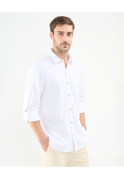 Camisa Para Hombre Manga Larga Con Bolsillo Cuello Casual M Color Blanco Marca Patprimo #44013093