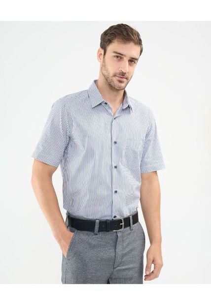 Camisa Para Hombre Manga Corta Con Bolsillo Cuello Formal C Color Azul Marca Patprimo #44013105