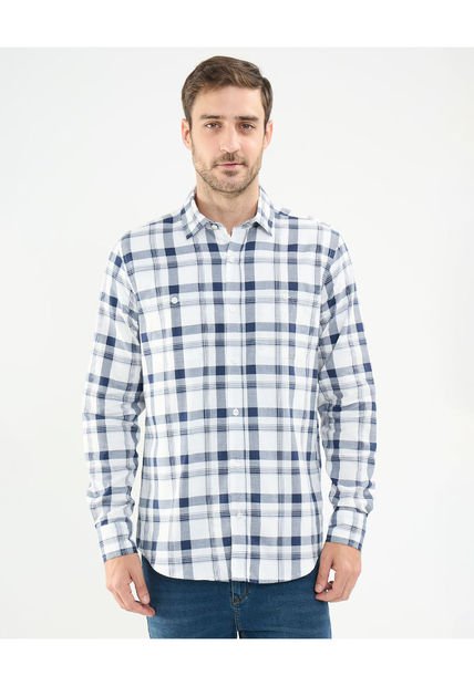 Camisa Para Hombre Manga Larga Con Bolsillo Cuello Casual M Color Azul Marca Patprimo #44013109