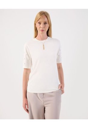 Camiseta  Para Mujer Manga Corta Cuello Redondo Color Blanco Marca Patprimo #30093879