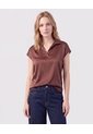 Blusa Unicolor De Manga Corta Mujer  Para Mujer Café Patprimo de Patprimo