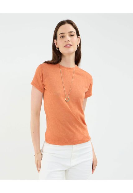 Camiseta Para Mujer Manga Corta Cuello Redondo Color Naranja Marca Patprimo #30093696
