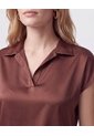 Blusa Unicolor De Manga Corta Mujer  Para Mujer Café Patprimo de Patprimo