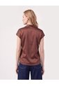 Blusa Unicolor De Manga Corta Mujer  Para Mujer Café Patprimo de Patprimo