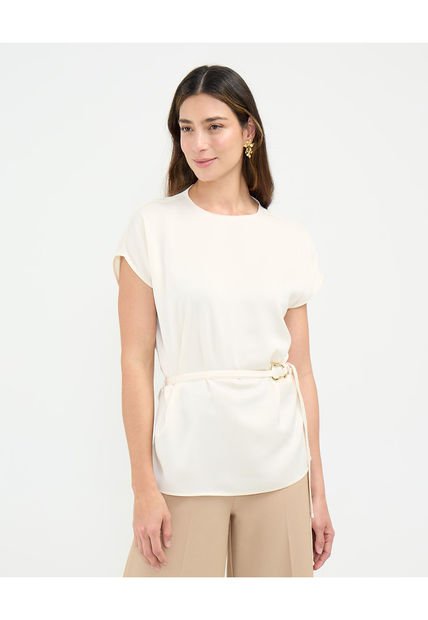 Blusa Para Mujer Manga Corta Color Crema Marca Patprimo #30123480