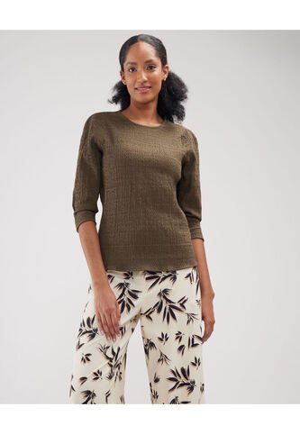 Blusa Para Mujer Manga 3/4 Color Verde Marca Patprimo #30123298 Patprimo