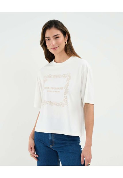 Camiseta Para Mujer Manga Corta Cuello Redondo Color Blanco Marca Patprimo #30093701