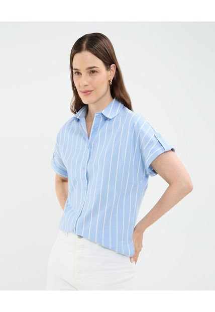 Camisa Para Mujer Manga Corta Color Azul Marca Patprimo #30010682