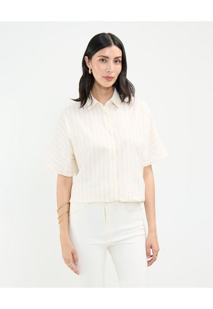 Camisa Para Mujer Manga Corta Color Crema Marca Patprimo #30010687