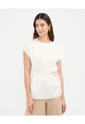 Blusa Para Mujer Manga Corta Color Crema Marca Patprimo #30123480 Patprimo