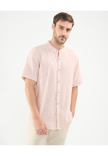 Camisa Para Hombre Manga Corta Sin Bolsillo Cuello Neru Color Rosa Marca Patprimo #44013091