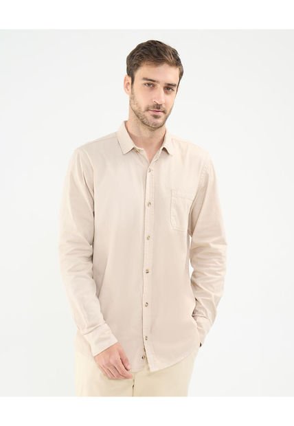 Camisa Para Hombre Manga Larga Con Bolsillo Color Beige Marca Patprimo #44013068