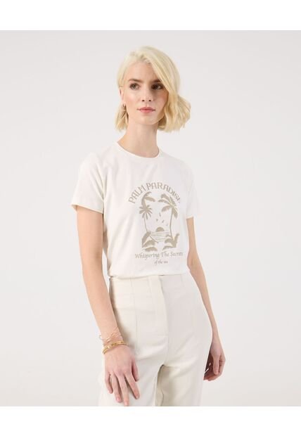 Camiseta Para Mujer Manga Corta Cuello Redondo Color Blanco Marca Patprimo #30093811