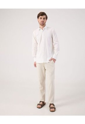 Camisa Guayabera Para Hombre Manga Larga Sin Bolsillo Color Blanco Marca Patprimo #44030402