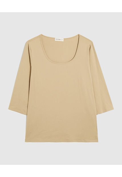 Camiseta Para Mujer Manga 3/4 Cuello Redondo Color Café Marca Patprimo #14091424