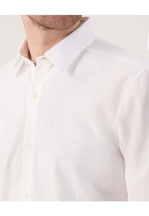 Camisa Guayabera Para Hombre Manga Larga Sin Bolsillo Color Blanco Marca Patprimo #44030402