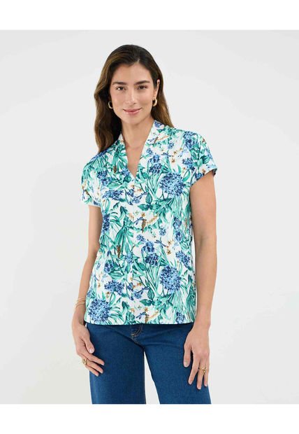 Camiseta Para Mujer Manga Corta Cuello V Color Verde Marca Patprimo #30093707