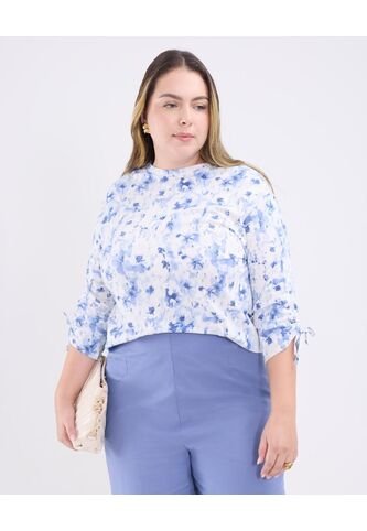 Camiseta Para Mujer Manga 3/4 Cuello Redondo Color Azul Marca Patprimo #14091411 Patprimo