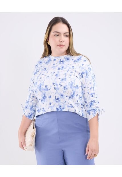 Camiseta Para Mujer Manga 3/4 Cuello Redondo Color Azul Marca Patprimo #14091411