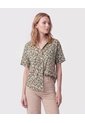 Camisa De Mujer Con Bolsillo Doble Frontal  Para Mujer Verde Patprimo de Patprimo