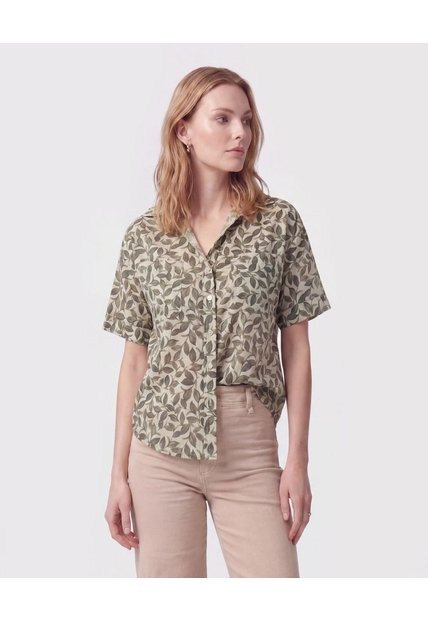 Camisa De Mujer Con Bolsillo Doble Frontal  Para Mujer Verde Patprimo