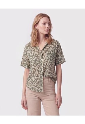 Camisa De Mujer Con Bolsillo Doble Frontal Para Mujer Verde Patprimo