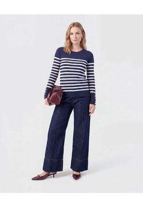 Saco Cuello Redondo Con Botones Laterales Para Mujer Azul Patprimo